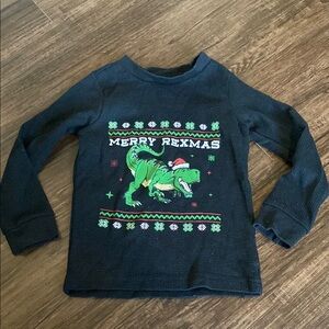 Kids Dinosaur Christmas Shirt - Green and Black GUC